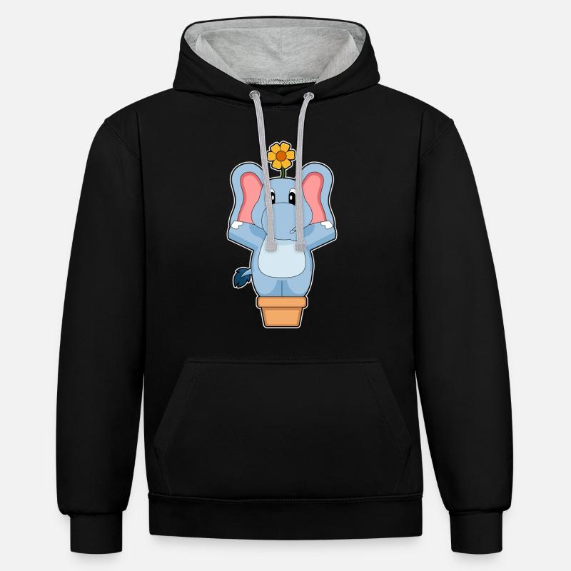 Fleur d’éléphant - Sweat à capuche contrasté - noir/gris chiné