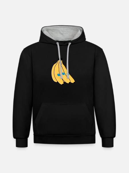 Banane - Sweat à capuche contrasté - noir/gris chiné