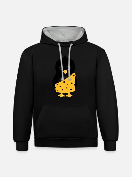 Penguin Tarzan - Contrast hoodie - black/heather grey