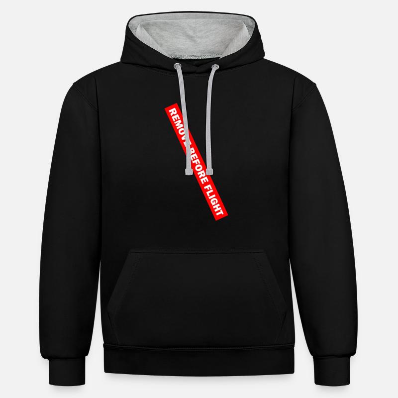 REMOVE BEFORE FLIGHT 02 - Kontrast-Hoodie - Schwarz/Grau meliert