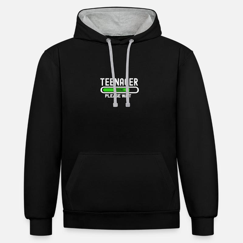 enager loading, bitte warten - Kontrast-Hoodie - Schwarz/Grau meliert
