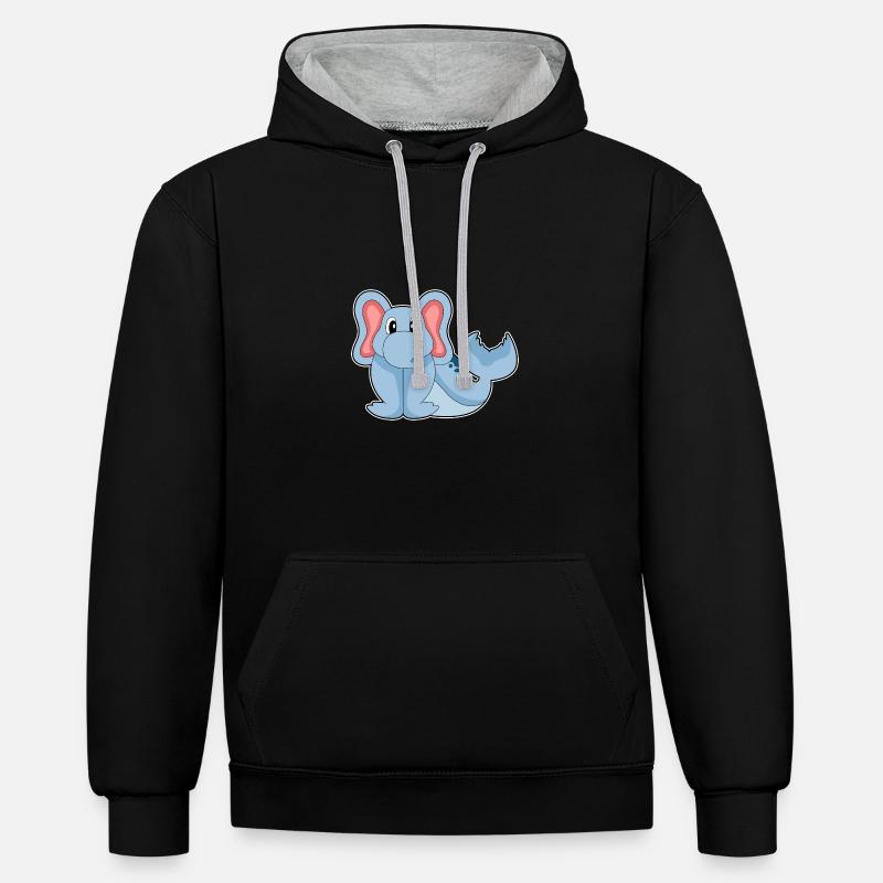 Eléphant de mer - Sweat à capuche contrasté - noir/gris chiné