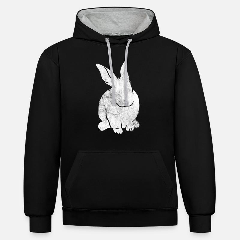 Lapin lapin lapin lapin - Sweat à capuche contrasté - noir/gris chiné