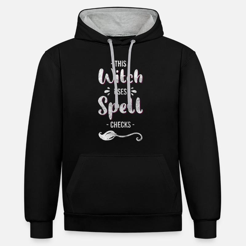 Sorcière d’Halloween - Sweat à capuche contrasté - noir/gris chiné