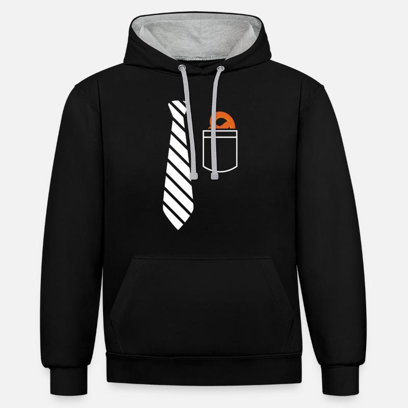 Conception de cravate - Sweat à capuche contrasté - noir/gris chiné