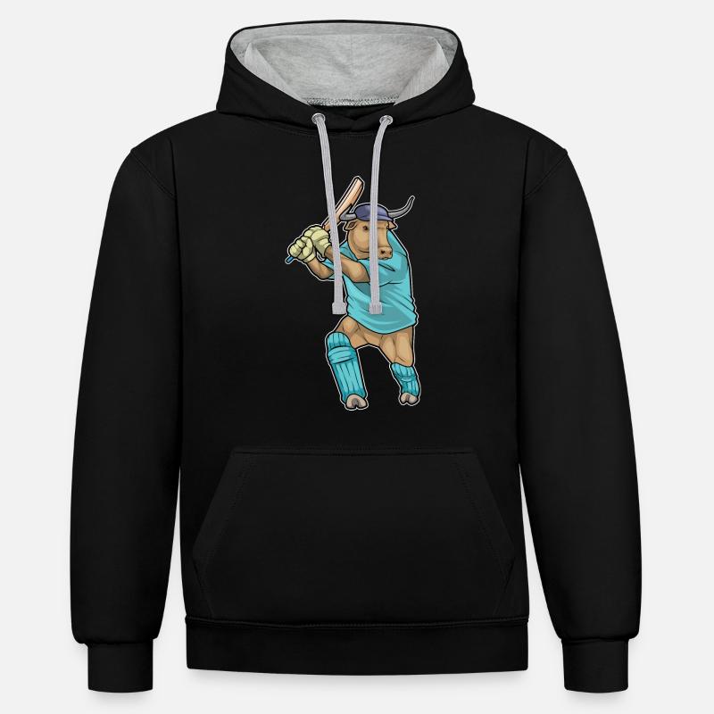 Bull Cricket Batte de cricket - Sweat à capuche contrasté - noir/gris chiné