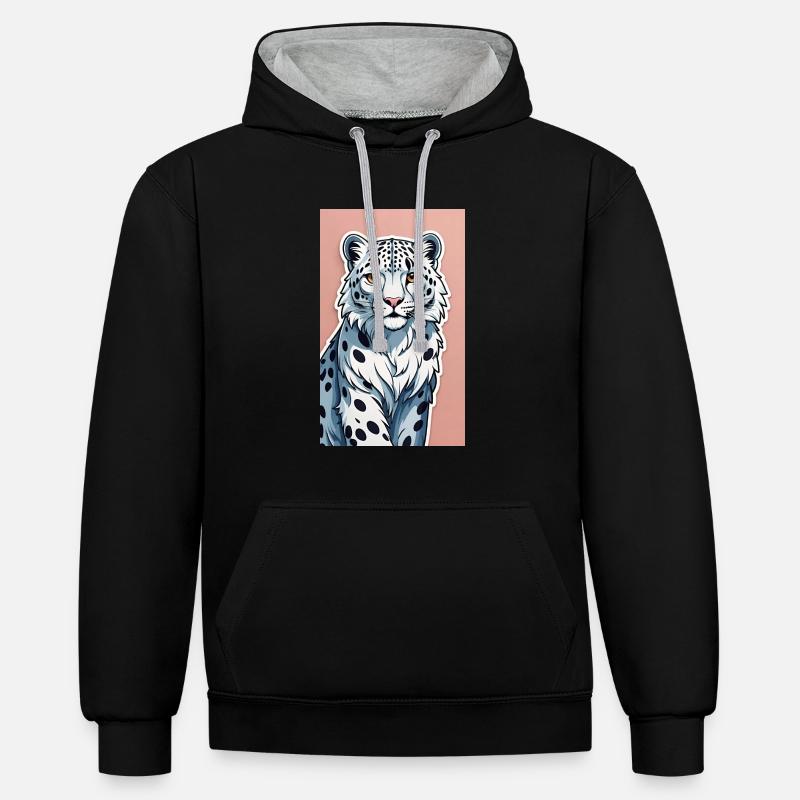 Snow Leopard | Leopard | Predator - Contrast hoodie - black/heather grey