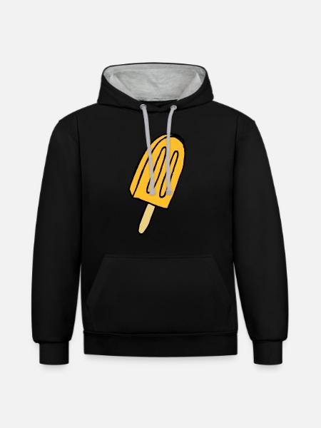 Eis - Kontrast-Hoodie - Schwarz/Grau meliert