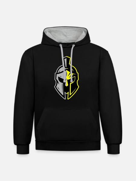 Spartan Helmet Icon - Contrast hoodie - black/heather grey