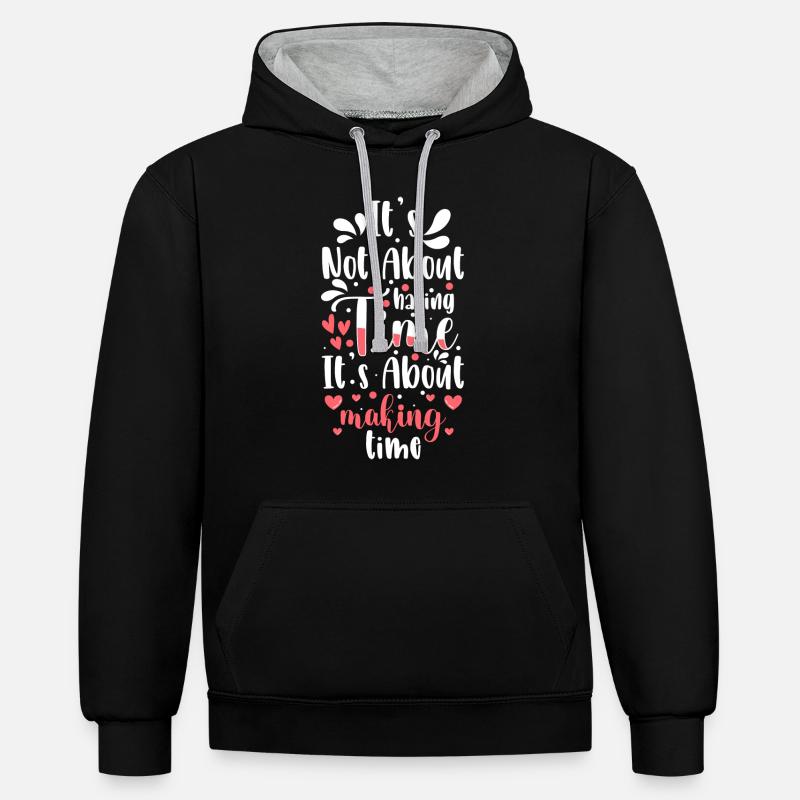 Panneau de montre moderne - Sweat à capuche contrasté - noir/gris chiné