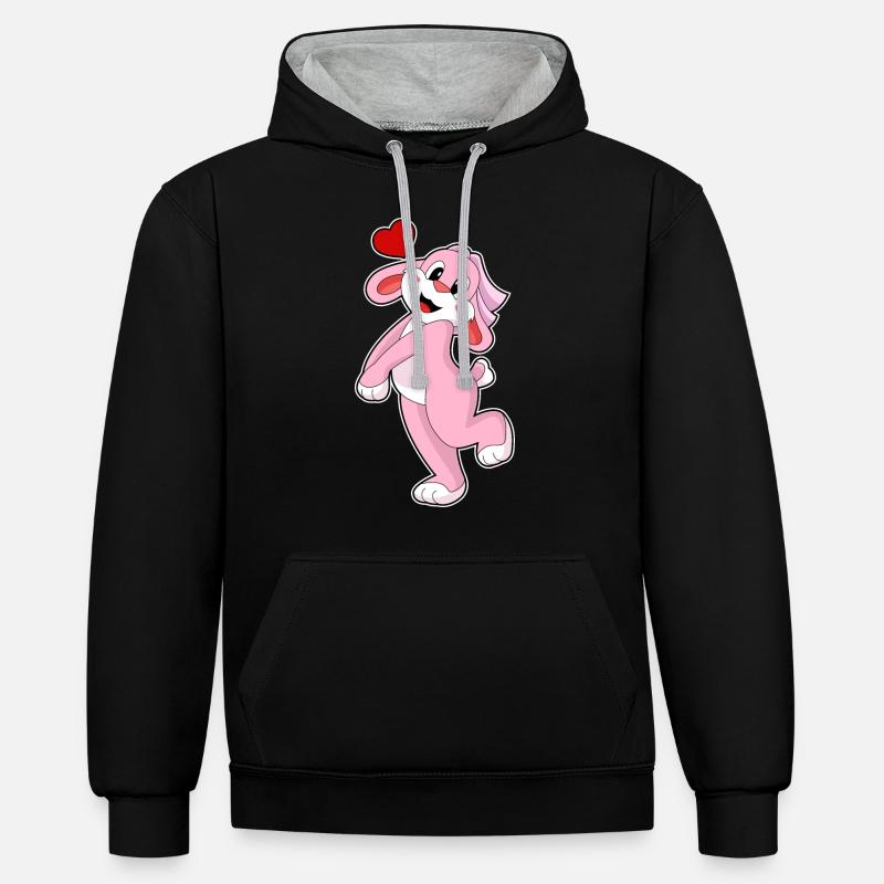 Rabbit Bride Veil Wedding - Contrast hoodie - black/heather grey