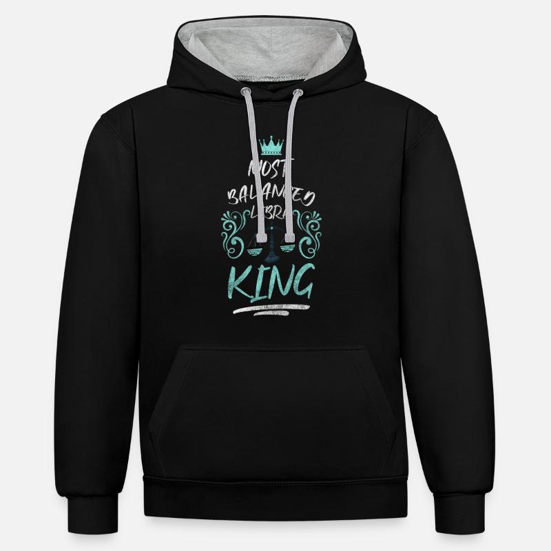 Libra constellation October Superstition - Contrast hoodie - black/heather grey