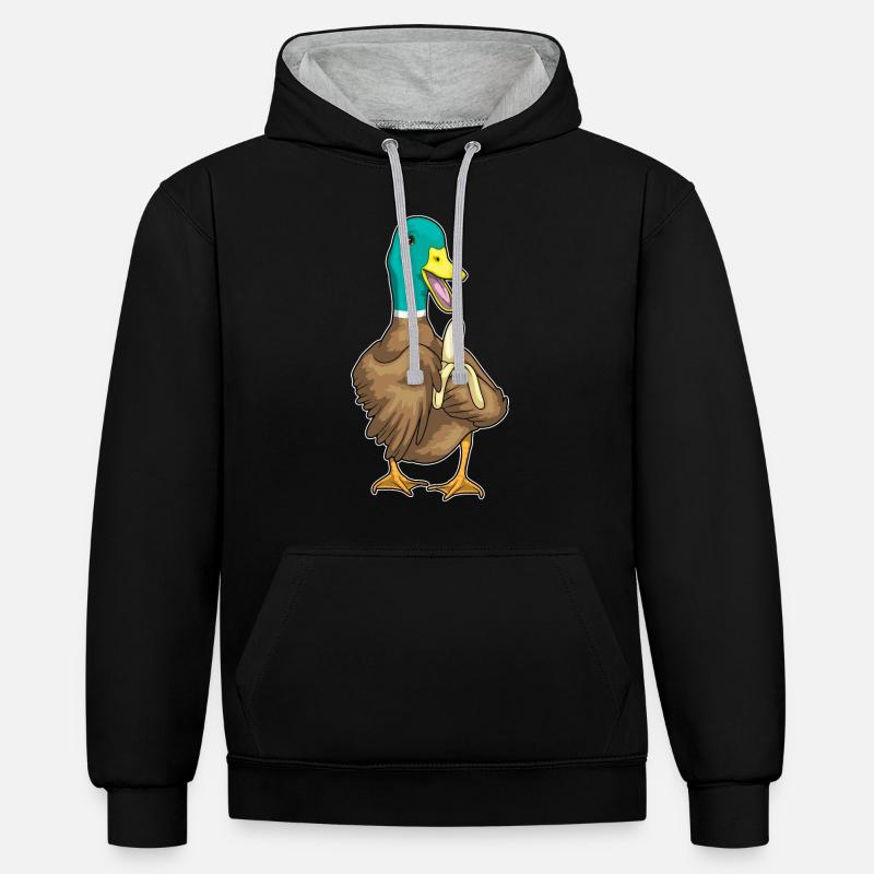 Canard Banane - Sweat à capuche contrasté - noir/gris chiné
