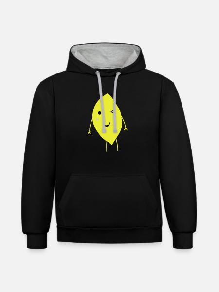 Winking Lemon - Sweat à capuche contrasté - noir/gris chiné