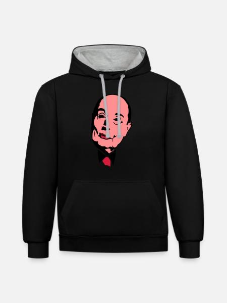 Francois Mitterrand Führer - Kontrast-Hoodie - Schwarz/Grau meliert
