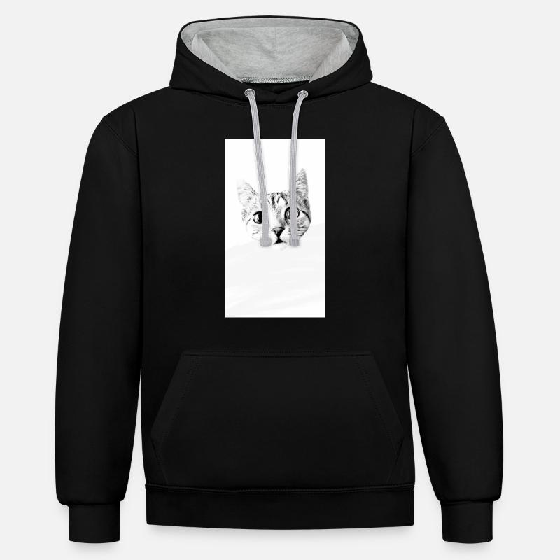Chaton « mina » - Sweat à capuche contrasté - noir/gris chiné