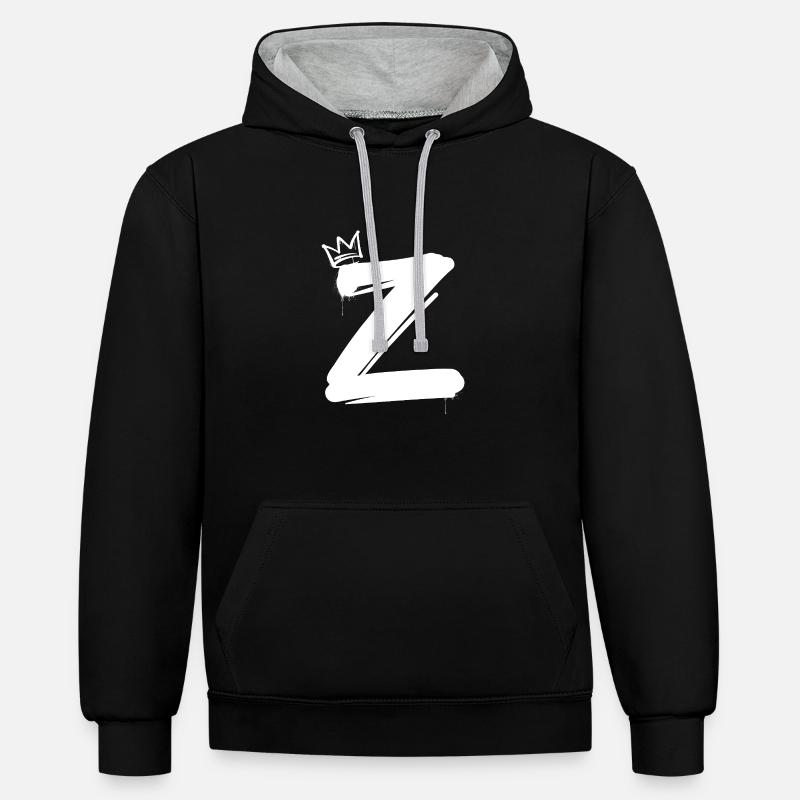 Z - Sweat à capuche contrasté - noir/gris chiné