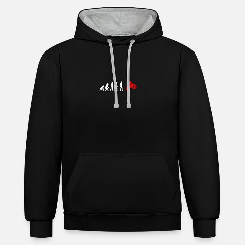 EVOLUTION moto motard moto-cross - Sweat à capuche contrasté - noir/gris chiné