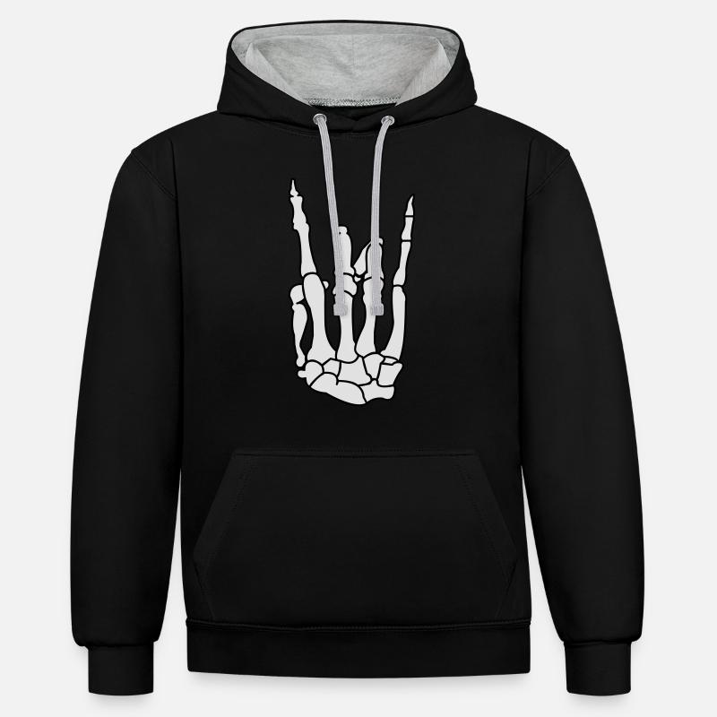 skull_hand_02 - Sweat à capuche contrasté - noir/gris chiné