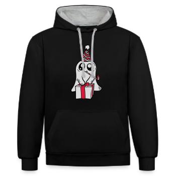 Little Ghost celebrates its birthday - Contrast hoodie - black/heather grey - Front - Anna (173cm) & Nico (186cm)