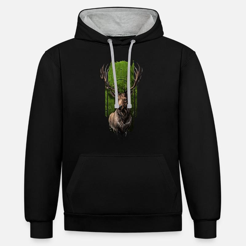 Monarque majestueux : Orignal - Sweat à capuche contrasté - noir/gris chiné