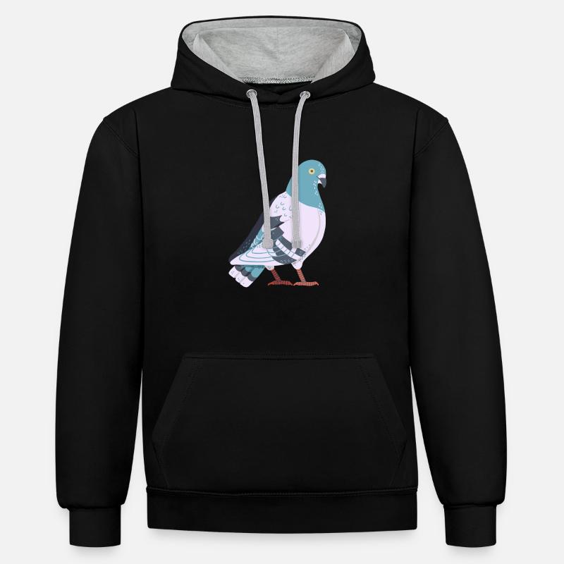 Colombe - Sweat à capuche contrasté - noir/gris chiné
