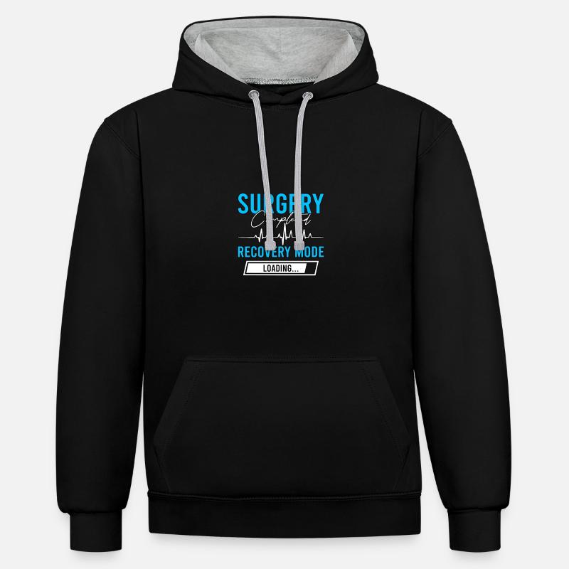 Surgery Completed Recovery Mode Loading - Kontrast-Hoodie - Schwarz/Grau meliert