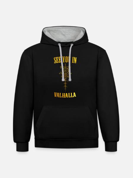 Wikinger Runen Nordisch Walhalla - Kontrast-Hoodie - Schwarz/Grau meliert
