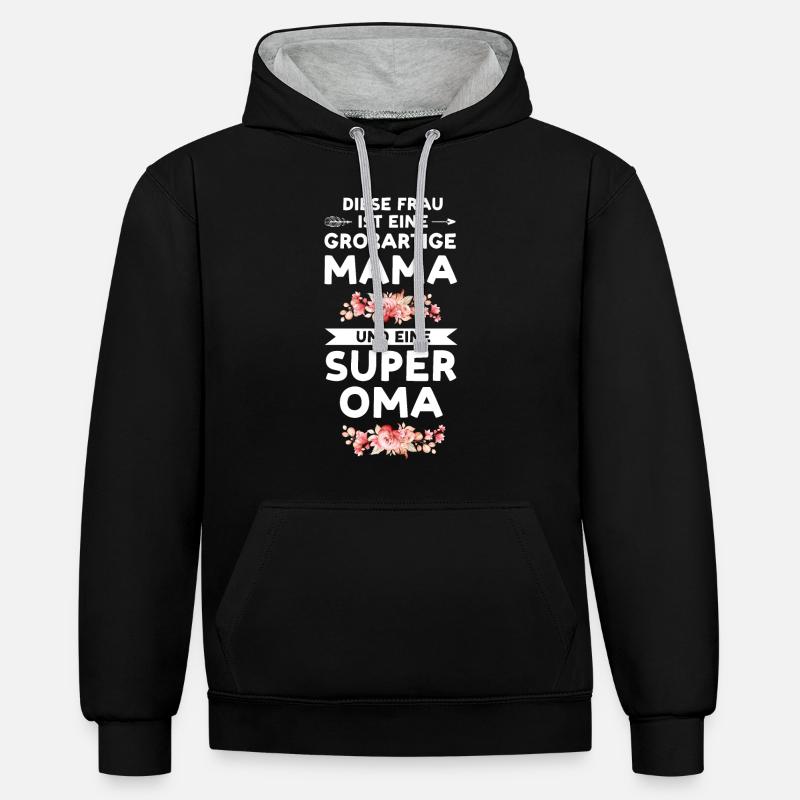 Mama Oma Mutter Geschenk - Kontrast-Hoodie - Schwarz/Grau meliert