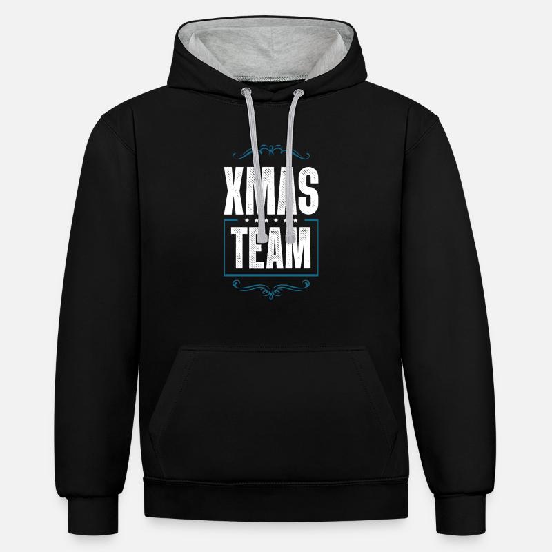 L’équipe de Noël - Sweat à capuche contrasté - noir/gris chiné