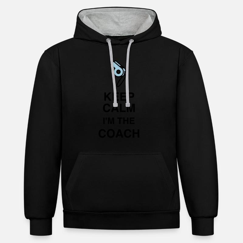 Coach / Coaching / Trainer / Sport - Kontrast-Hoodie - Schwarz/Grau meliert