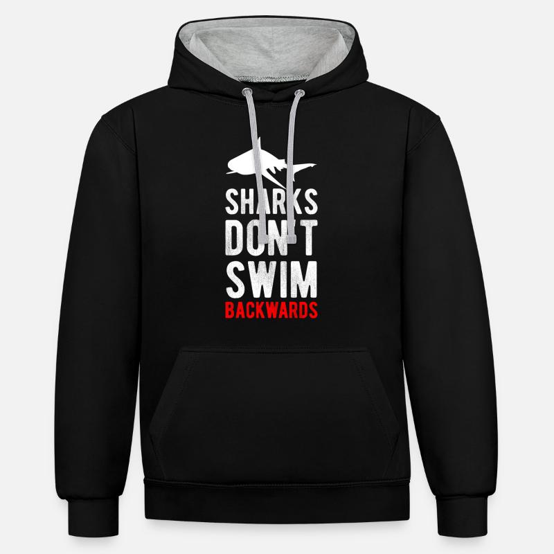 Requin Requin Poisson Eau - Sweat à capuche contrasté - noir/gris chiné