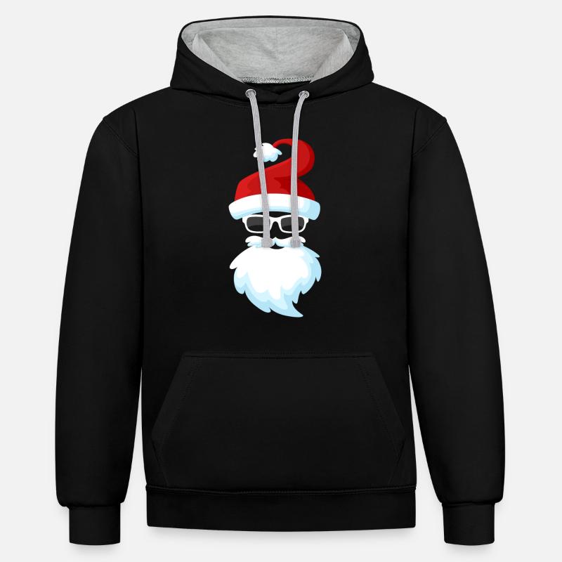 Drôle de Père Noël - Sweat à capuche contrasté - noir/gris chiné
