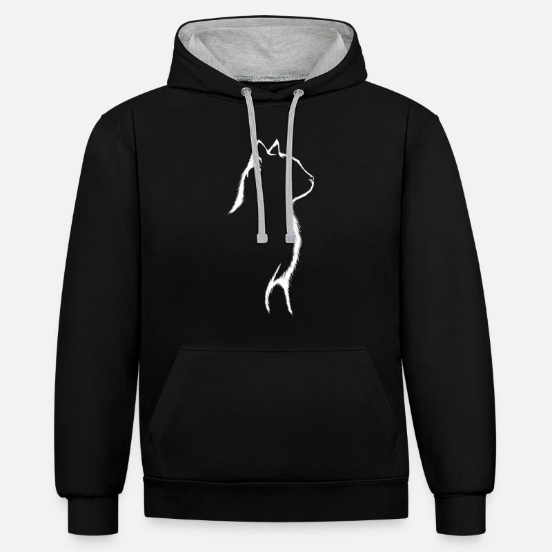 Silhouette de chat - Sweat à capuche contrasté - noir/gris chiné