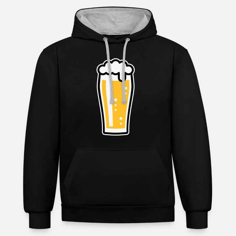 Bierglas (Bier / Willibecher / 3C) - Kontrast-Hoodie - Schwarz/Grau meliert