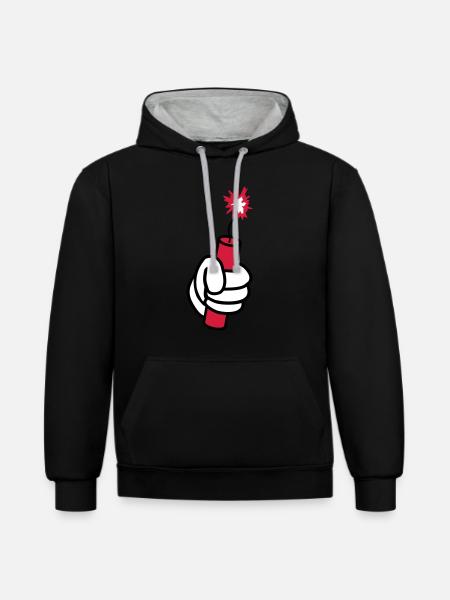 main tnt dynamite exploser ex - Sweat à capuche contrasté - noir/gris chiné