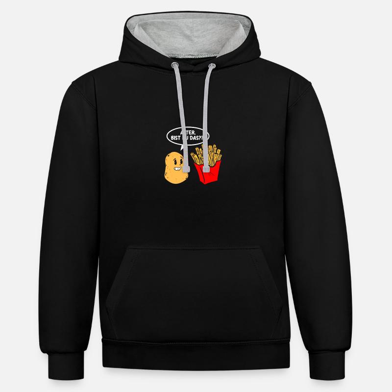 Mec, c’est toi ?! Frites - Sweat à capuche contrasté - noir/gris chiné