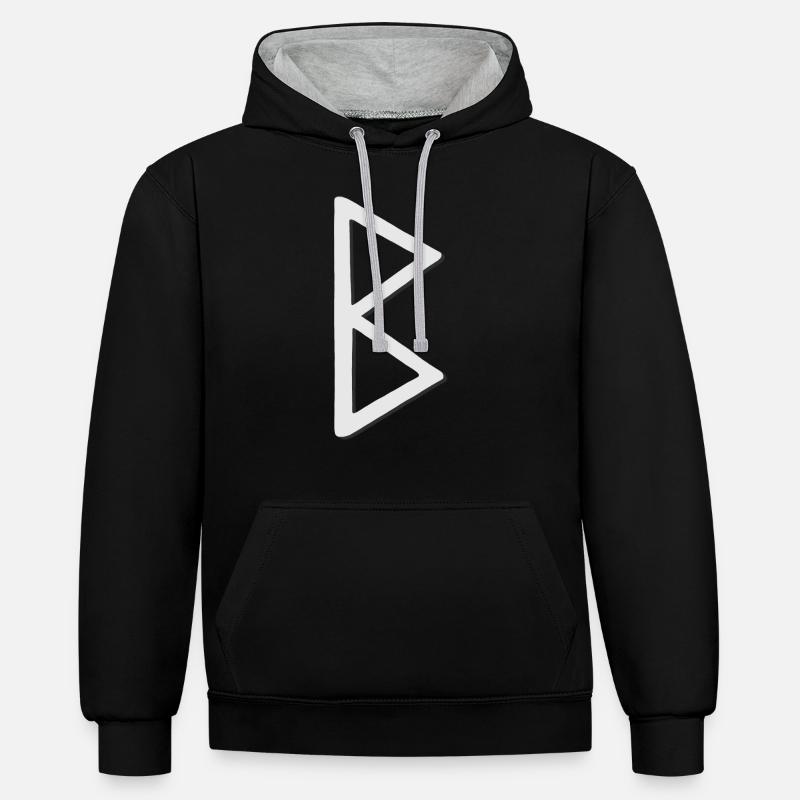 Futhark Alphabet runique Berkana - Sweat à capuche contrasté - noir/gris chiné