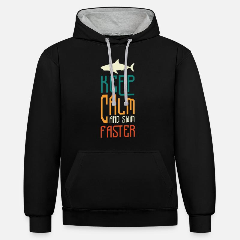 Pêcheur de plongée requin - Sweat à capuche contrasté - noir/gris chiné