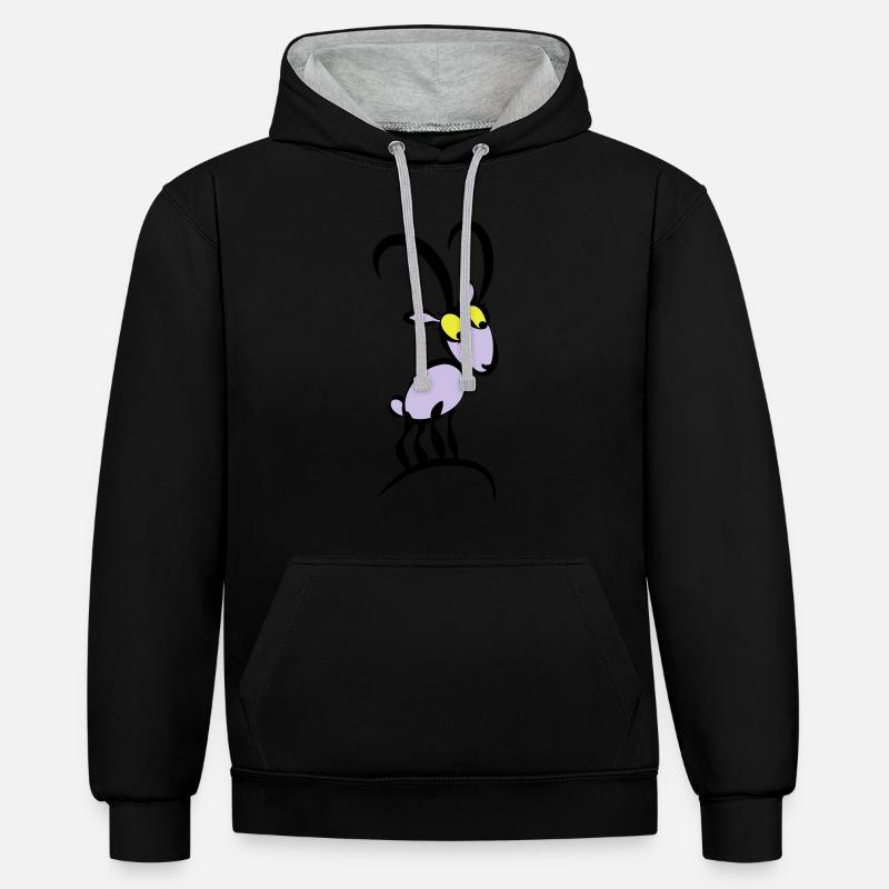 Steinbocky - Kontrast-Hoodie - Schwarz/Grau meliert