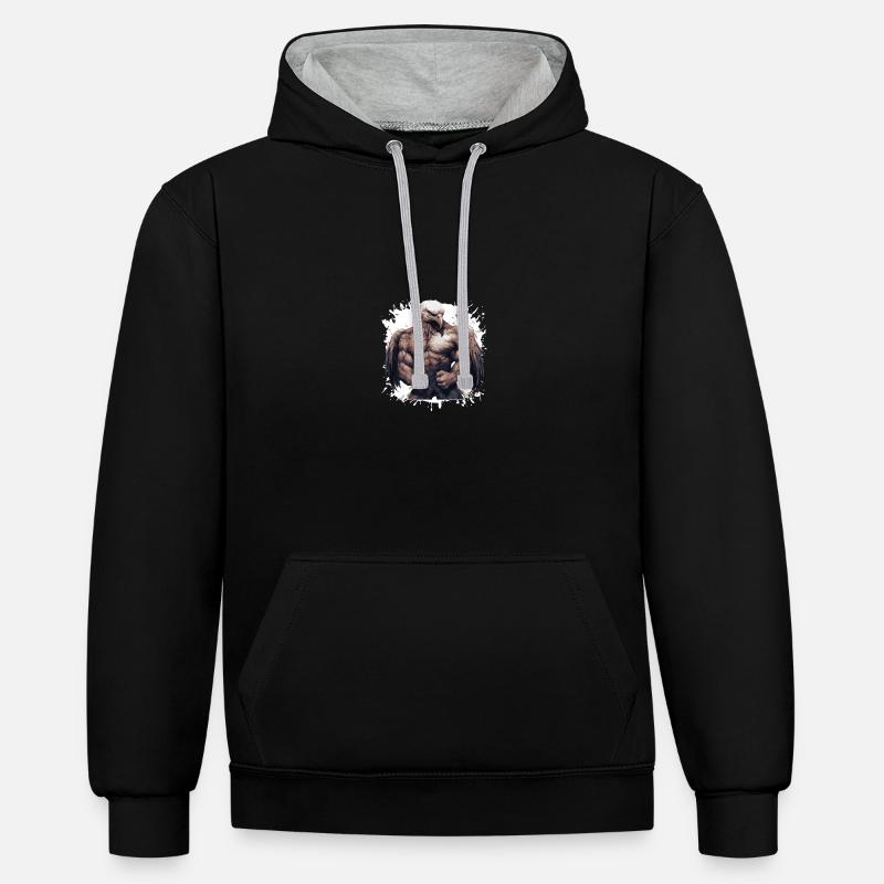 Muscles de l’aigle - Sweat à capuche contrasté - noir/gris chiné