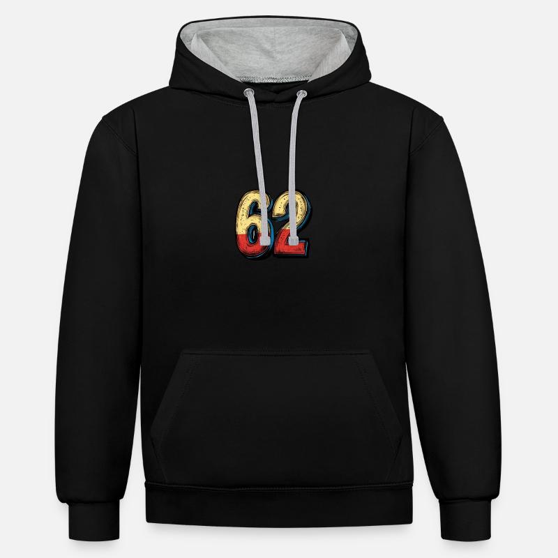 Bande dessinée à 62 numéros - Sweat à capuche contrasté - noir/gris chiné