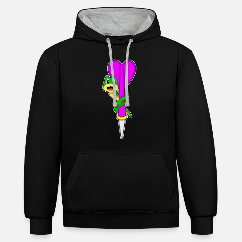 Fléchette serpent - Sweat à capuche contrasté - noir/gris chiné