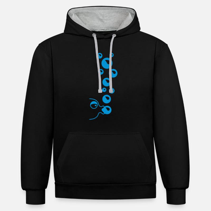 fishbubbles - Sweat à capuche contrasté - noir/gris chiné