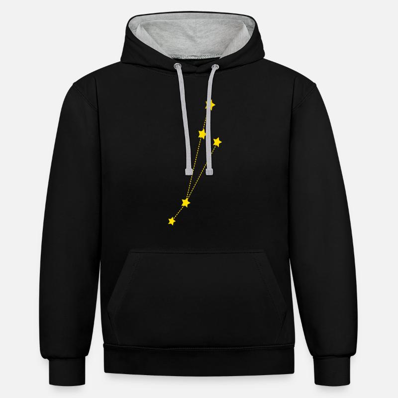 Sternzeichen Widder - Kontrast-Hoodie - Schwarz/Grau meliert