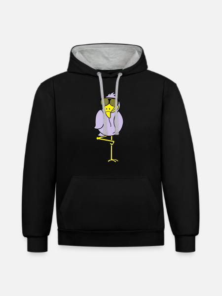 flamingo_002 - Sweat à capuche contrasté - noir/gris chiné