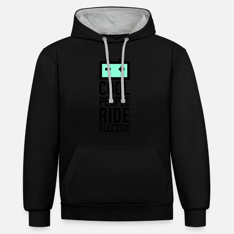 batery_2f - Sweat à capuche contrasté - noir/gris chiné