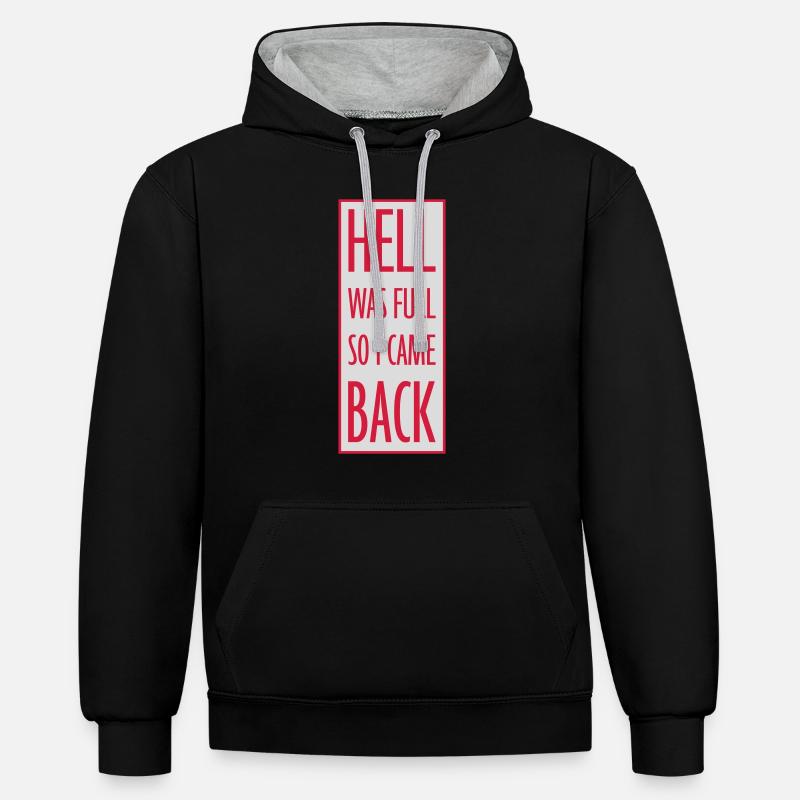 hell was full Quote - Contrast hoodie - black/heather grey