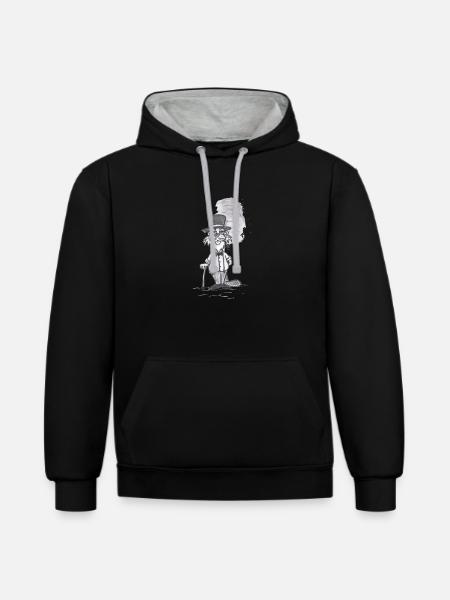 GentleBiber # North German art - Contrast hoodie - black/heather grey