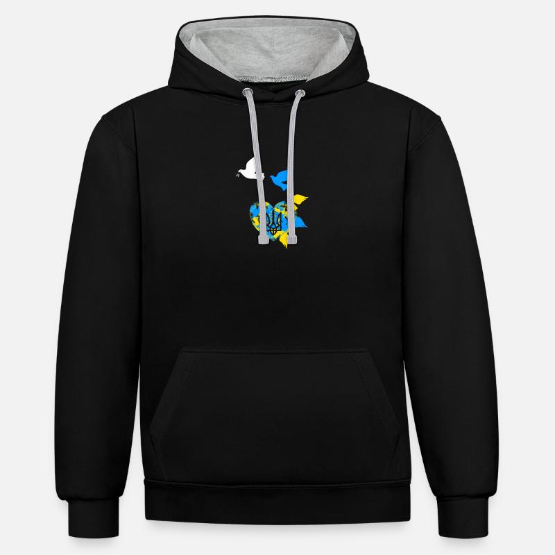 Paix - Sweat à capuche contrasté - noir/gris chiné